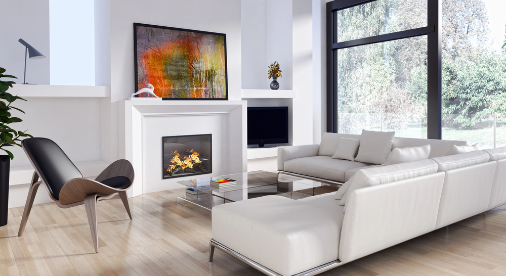 Living room with wood floor