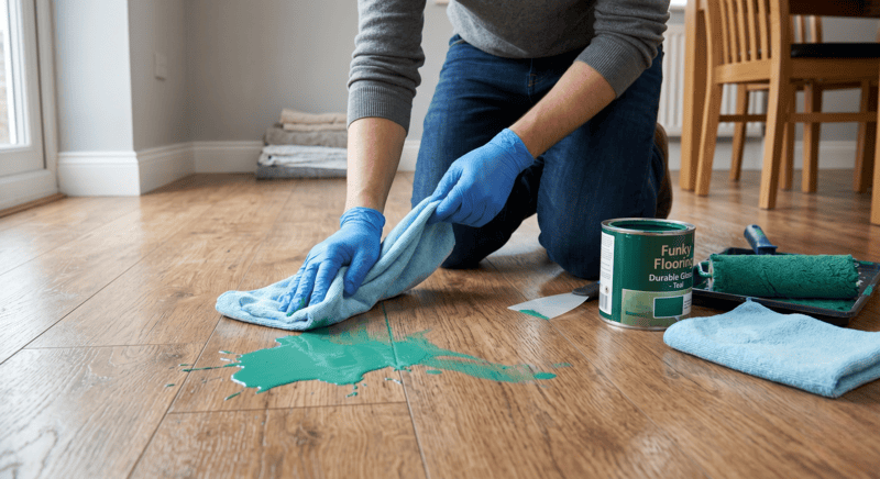 removing paint from laminate floor with cloth